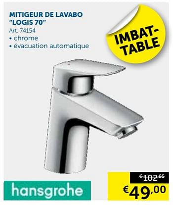 Promotions Mitigeur de lavabo logis 70 - Hansgrohe - Valide de 20/11/2018 à 26/12/2018 chez Zelfbouwmarkt