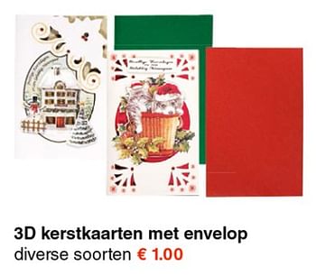 Promoties 3d kerstkaarten met envelop - Huismerk - Wibra - Geldig van 19/11/2018 tot 01/12/2018 bij Wibra