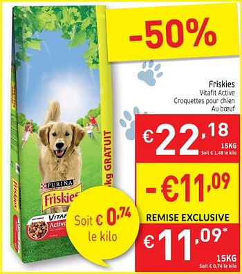 Promotions Friskies vitafit active croquettes pour chien - Purina - Valide de 20/11/2018 à 25/11/2018 chez Intermarche