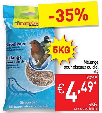 Promoties Mélange pour oiseaux du ciel - Benelux Nature - Geldig van 20/11/2018 tot 25/11/2018 bij Intermarche