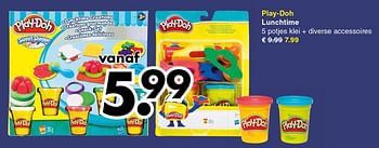 Promoties Lunchtime 5 potjes klei + diverse accessoires - Play-Doh - Geldig van 19/11/2018 tot 01/12/2018 bij Wibra
