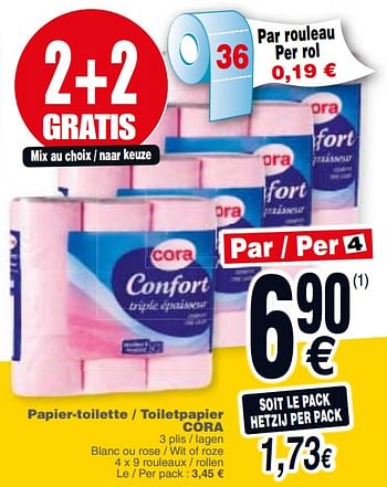 Promoties Papier-toilette - toiletpapier cora - Huismerk - Cora - Geldig van 20/11/2018 tot 26/11/2018 bij Cora