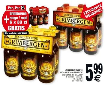 Promoties Grimbergen double ou blonde dubbel of blond - Grimbergen - Geldig van 20/11/2018 tot 26/11/2018 bij Cora