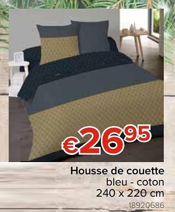 Promotions Housse de couette bleu - coton - Produit Maison - Euroshop - Valide de 22/11/2018 à 31/12/2018 chez Euro Shop