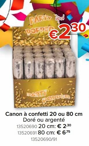 Promotions Canon à confetti doré ou argenté - Produit Maison - Euroshop - Valide de 22/11/2018 à 31/12/2018 chez Euro Shop