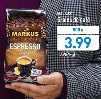 Promotions Grains de café - Markus - Valide de 19/11/2018 à 24/11/2018 chez Aldi