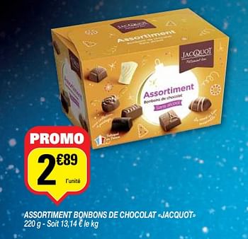 Promotions Assortiment bonbons de chocolat jacquot - Jacquot - Valide de 13/11/2018 à 25/11/2018 chez Netto