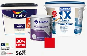 Promoties Latex wit - Levis - Geldig van 21/11/2018 tot 03/12/2018 bij Gamma