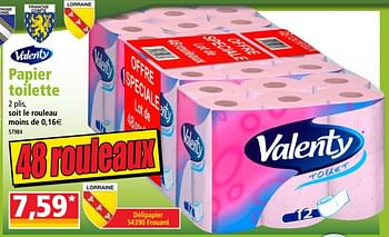 Promotions Papier toilette - Valenty - Valide de 21/11/2018 à 27/11/2018 chez Norma