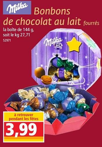 Promotions Bonbons de chocolat au lait fourrés - Milka - Valide de 21/11/2018 à 27/11/2018 chez Norma