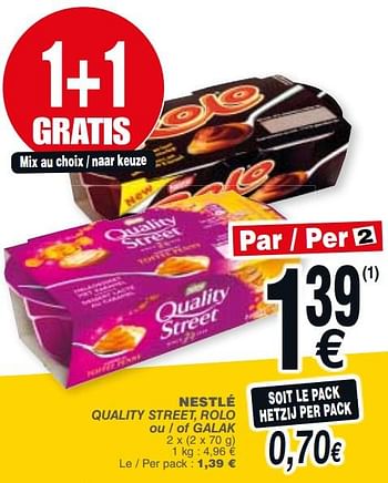 Promotions Nestlé quality street, rolo ou - of galak - Nestlé - Valide de 20/11/2018 à 26/11/2018 chez Cora