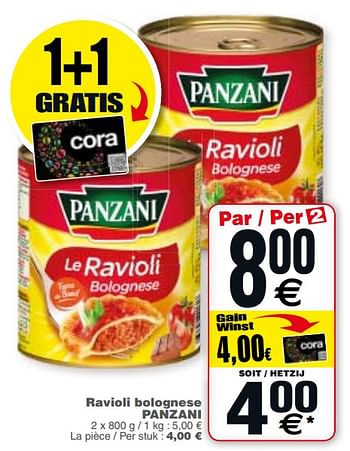 Promotions Ravioli bolognese panzani - Panzani - Valide de 20/11/2018 à 26/11/2018 chez Cora
