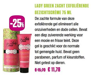 Promoties Lady green zacht exfoliërende gezichtscrème - Lady Green - Geldig van 25/11/2018 tot 31/01/2019 bij Medi-Market