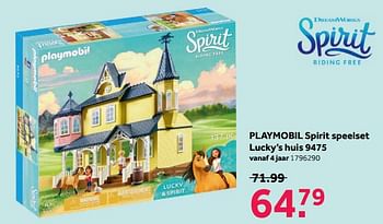 Gedetailleerd opstelling zoals dat Playmobil Playmobil spirit speelset lucky`s huis 9475 - En promotion chez  Intertoys