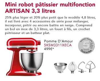 Promotions Kitchenaid mini robot patissier multifonction artisan 3,3 liters pomme d`amour - Kitchenaid - Valide de 01/11/2018 à 31/03/2019 chez Copra