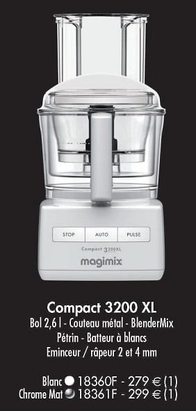 Promotions Magimix robot multifunction compact 3200 xl - Magimix - Valide de 01/11/2018 à 31/03/2019 chez Copra