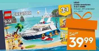 Promoties Lego cruise-avonturen 3-in-1 31083 - Lego - Geldig van 12/11/2018 tot 09/12/2018 bij Blokker