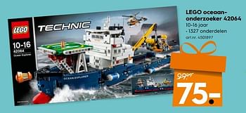 Promoties Lego oceaanonderzoeker 42064 - Lego - Geldig van 12/11/2018 tot 09/12/2018 bij Blokker