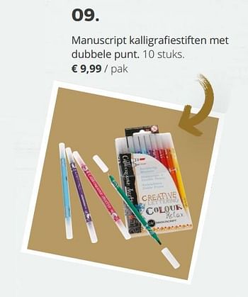 Promotions Manuscript kalligrafiestiften met dubbele punt - Produit Maison - Ava - Valide de 20/11/2018 à 31/12/2018 chez Ava