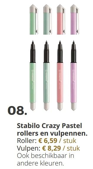Promoties Stabilo crazy pastel rollers en vulpennen - Stabilo - Geldig van 20/11/2018 tot 31/12/2018 bij Ava