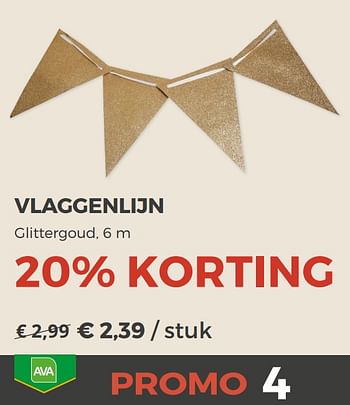 Promoties Vlaggenlijn glittergoud - Huismerk - Ava - Geldig van 20/11/2018 tot 31/12/2018 bij Ava