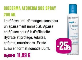 Promotions Bioderma atoderm sos spray - BIODERMA - Valide de 25/11/2018 à 31/01/2019 chez Medi-Market