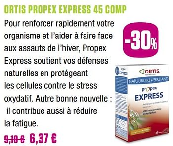 Promotions Ortis propex express 45 comp - Ortis - Valide de 25/11/2018 à 31/01/2019 chez Medi-Market