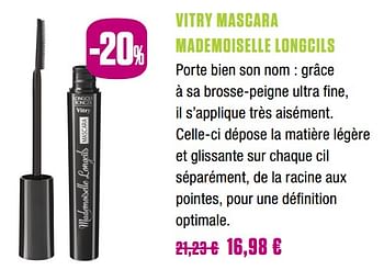 Promoties Vitry mascara mademoiselle longcils - Vitry - Geldig van 25/11/2018 tot 31/01/2019 bij Medi-Market