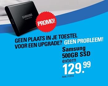 Promoties Samsung 500gb ssd extern - Samsung - Geldig van 22/11/2018 tot 26/11/2018 bij Auva