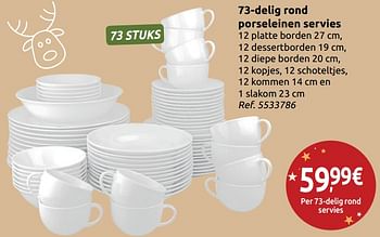 Promoties 73-delig rond porseleinen servies - Huismerk - Carrefour  - Geldig van 24/11/2018 tot 31/12/2018 bij Carrefour