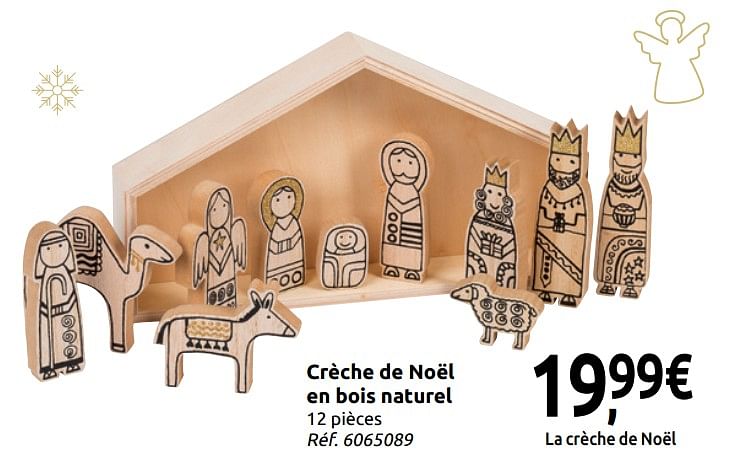 promotion Carrefour: Crèche de noël en bois naturel - Produit maison - Carrefour (Intérieur et 