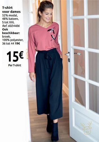 Promoties T-shirt voor dames - Huismerk - Carrefour  - Geldig van 24/11/2018 tot 31/12/2018 bij Carrefour