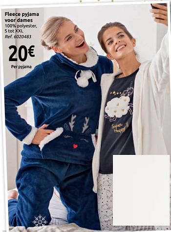 Promoties Fleece pyjama voor dames - Huismerk - Carrefour  - Geldig van 24/11/2018 tot 31/12/2018 bij Carrefour