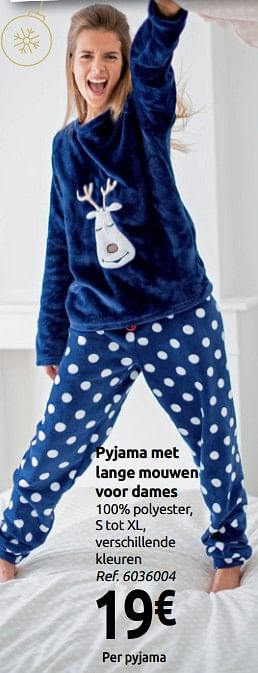 Promotions Pyjama met lange mouwen voor dames - Produit maison - Carrefour  - Valide de 24/11/2018 à 31/12/2018 chez Carrefour