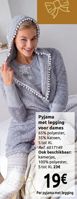 Promoties Pyjama met legging voor dames - Huismerk - Carrefour  - Geldig van 24/11/2018 tot 31/12/2018 bij Carrefour