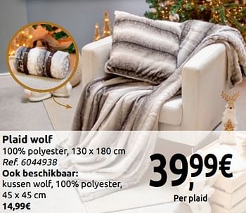 Promoties Plaid wolf - Huismerk - Carrefour  - Geldig van 24/11/2018 tot 31/12/2018 bij Carrefour