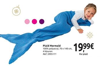 Promoties Plaid mermaid - Huismerk - Carrefour  - Geldig van 24/11/2018 tot 31/12/2018 bij Carrefour