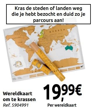 Promoties Wereldkaart om te krassen - Huismerk - Carrefour  - Geldig van 24/11/2018 tot 31/12/2018 bij Carrefour