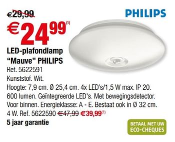 Promoties Led-plafondlamp mauve philips - Philips - Geldig van 28/11/2018 tot 24/12/2018 bij Brico