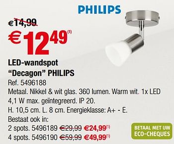Promoties Led-wandspot decagon philips - Philips - Geldig van 28/11/2018 tot 24/12/2018 bij Brico