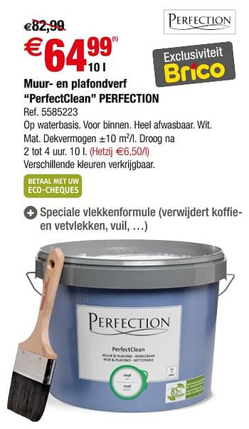 Promoties Muur- en plafondverf perfectclean perfection - Perfection - Geldig van 28/11/2018 tot 24/12/2018 bij Brico