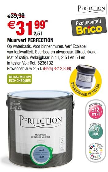 Promoties Muurverf perfection - Perfection - Geldig van 28/11/2018 tot 24/12/2018 bij Brico