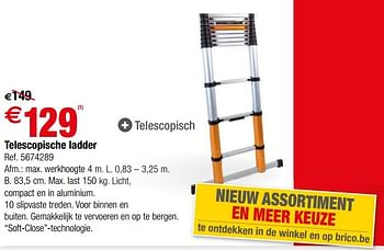 Afwezigheid Verdeel Buiten adem Huismerk - Brico Telescopische ladder - Promotie bij Brico