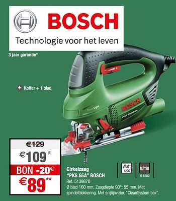 Promoties Bosch cirkelzaag pks 55a - Bosch - Geldig van 28/11/2018 tot 24/12/2018 bij Brico