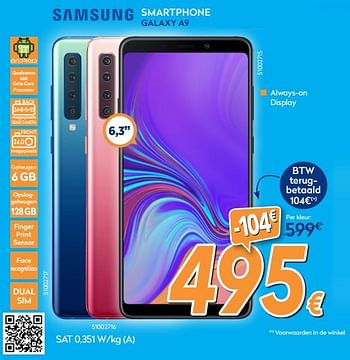 Promoties Samsung smartphone galaxy a9 - Samsung - Geldig van 28/11/2018 tot 28/12/2018 bij Krefel