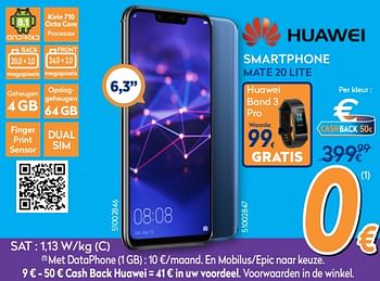 Promoties Huawei smartphone mate 20 lite - Huawei - Geldig van 28/11/2018 tot 28/12/2018 bij Krefel