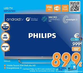 Promoties Philips led tv 55pus7503 - Philips - Geldig van 28/11/2018 tot 28/12/2018 bij Krefel