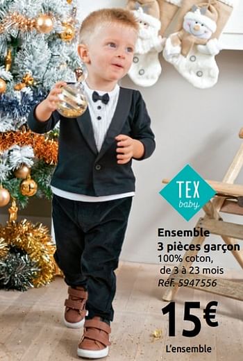 Promotions Ensemble 3 pièces garçon - Tex Baby - Valide de 24/11/2018 à 31/12/2018 chez Carrefour