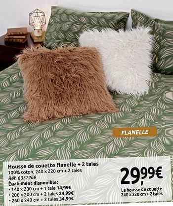 Promotions Housse de couette flanelle + 2 taies - Produit maison - Carrefour  - Valide de 24/11/2018 à 31/12/2018 chez Carrefour