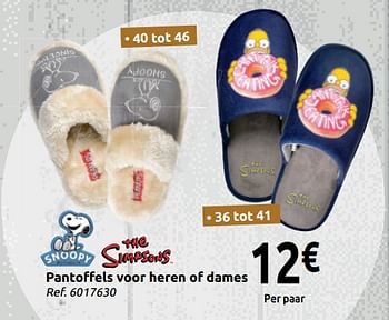 Promoties Pantoffels voor heren of dames - Snoopy - Geldig van 24/11/2018 tot 31/12/2018 bij Carrefour